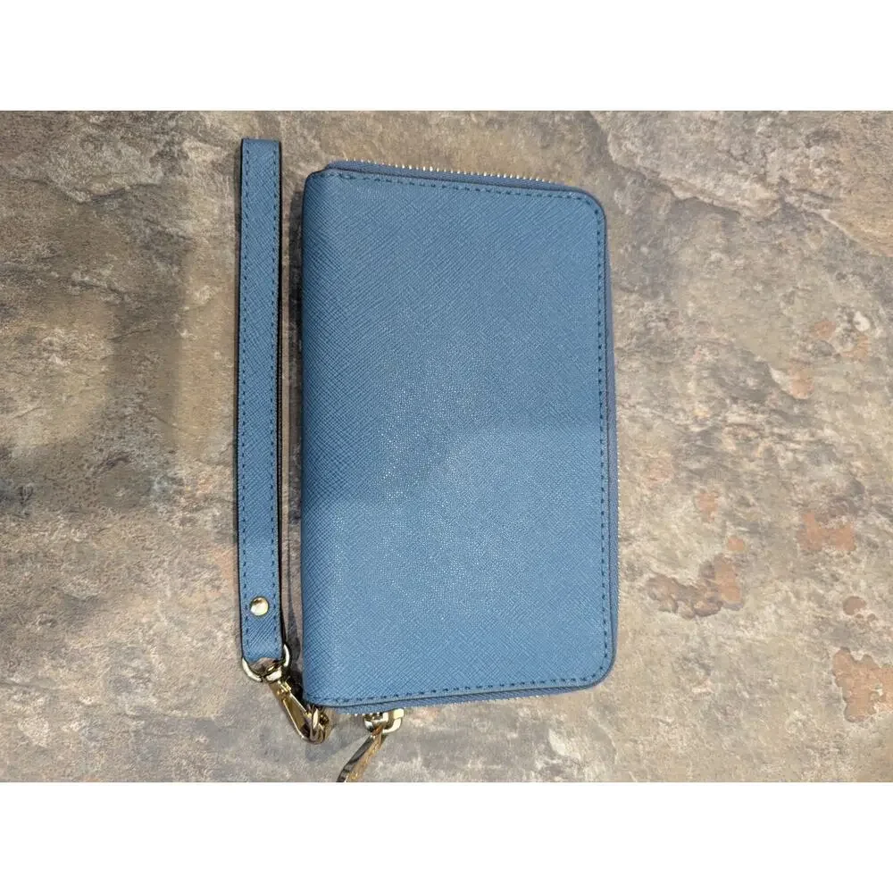 Michael Kors Light Blue Zipper Wallet/Wristlet. 6.5 in x 4 in x 0.5 in.